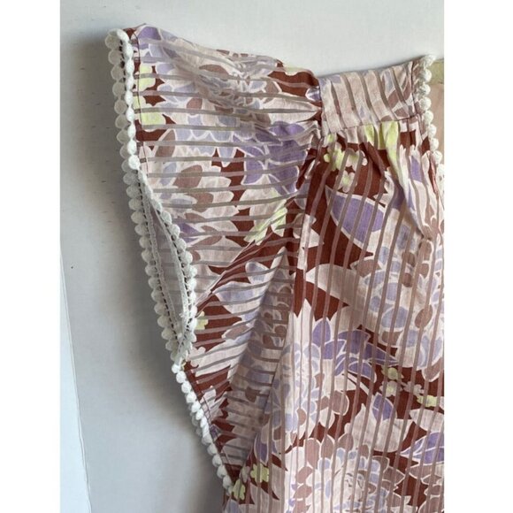 Kate Spade Blouse Womens Small Pink Short Flutter Sleeve V-Neck Boho Floral - Picture 4 of 8